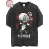 Camiseta con Estampado de Anime Tokyo Ghoul Xichunjin Muyan Spray Directo Retro Lavada Vieja Vintage High Street Manga Corta