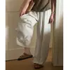 Calças de Linho Tencel de Perna Larga para Mulheres, Estilo Fino de Verão, Petite Cintura Alta Emagrecedoras Gelo Seda Casual Reto Algodão-Linho Calças