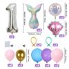 Prata transfronteiriça Digital Fishtail Shell Balloon Combinação terno Balão de Filme de Alumínio Balão de Decoração de Aniversário Infantil