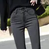 Jeans Negros y Grises para Mujer Ajustados Adelgazantes Alta Elasticidad Leggings Nueva Cintura Alta Doble Hebilla Ajustados Versátiles Pantalones de Lápiz