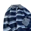 Suéter de gola polo listrado retrô estilo japonês masculino outono e inverno estilo preguiçoso nicho jovem top de tricô para casal