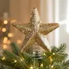 Adorno para la punta del árbol de Navidad estrella estrella de cinco puntas decoración lentejuela adorno de espuma arreglo de escena navideña estilos rojo, dorado y plateado