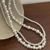 Estilo Idéntico al de Blogger de Moda Retro Francés Resaltado Suave Cadena de Clavícula de Perlas Multicapa Estilo ins Cadena de Clavícula de Perlas