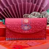 Brocado de Canção do Patrimônio Cultural Imaterial Vintage, Envelopes Vermelhos de Casamento de Alto Padrão, Envelopes Vermelhos Bordados de Alto Valor, Envelopes Vermelhos de Tecido para Mudança de Endereço ou Mudança de Nome