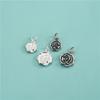 S925 Sterling Silver Retro Rose Round Plate Pendant DIY Handmade Beaded Crystal Bracelet Pearl Necklace Pendant