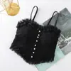 Camisola de Renda para Mulheres, Adequada para Uso Interno e Externo, com Bojos, Estilo Coreano, Design Único, Top Cruzado de Nicho, Lingerie