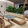 Tienda de Té de Leche para Snacks Combinación de Mesa y Silla de Madera Maciza Cabina de Casa de Té Sofá Mesa y Silla de Pared para Restaurante Cabina Silla de Cafetería