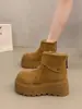 Botas de Nieve Cálidas Retro de Gamuza con Tacón Alto para Mujer 2026 Otoño e Invierno Nuevo Estilo Plataforma que Aumenta la Altura Zapatos de Algodón con Suela Gruesa Tendencia