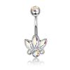 Moda Europeia e Americana Cor AB Piercing de Umbigo Atacado Aço Inoxidável Vários Sexy Asas Coração Borboleta Zircônia Joia de Unha de Umbigo