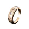 Anillo Abierto Best-Seller Transfronterizo de Lujo Ligero Incrustado de Circonita, Anillo Irregular de Estilo de Moda de Gama Alta, Anillo de Diseño de Nicho