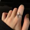 Anel de Personalidade Estilo Coreano Meteoro para Mulheres, Anel Aberto Fashion Retrô com Zircônia Micro-Incravada, Anel Elegante para Dedo Indicador, Tendência