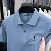 Camisa Polo de Algodão Puro com Logo de Pônei Camiseta Masculina de Manga Curta Verão Gola Bordada Casual Solta Camiseta Top Paul