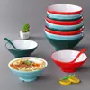 Vajilla nórdica de melamina tazón de sopa color polvo de caracol tazón para wontons tazón tipo cubo tazón grande picante para hot pot especial para restaurante de fideos imitación de porcelana creativa
