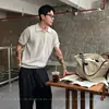 Camisa Polo Tricô Camiseta Manga Curta para Homens Gola V Gola de Gaivota Texturizada Estilo Old Money Seda Gelada Verão Fábrica Transfronteiriça Atacado