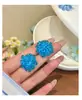 Brincos de Gelo Triturado Azul Fresco de Verão para Mulheres, Brincos Doces Estilo Fada com Design Único