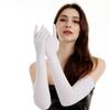 Luvas femininas alongadas de seda de leite elástica para verão, proteção solar, finas, para performance de dança, casamento, 57cm acima do cotovelo