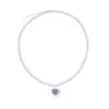 Colar Coração com Pedra Roxa Estilo Coreano para Menina Doce e Cool, Conjunto Elegante e Único de Brincos e Colar Coração com Diamante Roxo