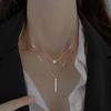 C085 Collar de Doble Capa para Mujer con un Diseño Único, Cadena Doble Cadena de Clavícula, Nuevo Estilo Versátil de Verano 2025