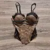 Estilo Garota Popular Tendência Camisole Sem Alças em Renda Metálica Patchwork com Design de Espinha de Peixe para Efeito Emagrecedor