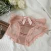 Frio e próspero ~ roupa íntima feminina de renda de cetim francês calcinha feminina sexy de cintura média e malha fina