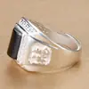 Anillo de Ágata Negra Noble y Dominante Dedo Índice Moda Masculina Versión Abierta Amplia Anillo de Bendición de Diamante Negro