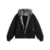 Chaqueta de Cuero con Capucha Estilo Americano Águila de Montaña Abrigo de Algodón para Hombres y Mujeres Invierno Engrosado de Gama Alta Cálida Chaqueta de Algodón