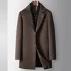Abrigo de Hombre Hecho a Mano 2026 Otoño e Invierno Cuello Bufanda Desmontable Forro de Plumón de Ganso Juventud Negocios Lana Cálido Conjunto de Dos Piezas