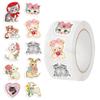 500 Hojas/Rol Pegatinas de Rollo de Animales de Dibujos Animados Gato Material Creativo Transfronterizo para Manualidades Autoadhesivas Pegatinas para Sobres