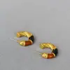 Brincos Europeus e Americanos Transfronteiriços Maillard Vermelho e Preto Artesanais Esmalte Retro Latão Banhado a Ouro Simples Argola de Prata 925 para Mulheres