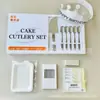 Juego de cubiertos de acero inoxidable para pastel caja de regalo suministros para fiesta de repostería juego de siete piezas de cubiertos y cucharas juego de vajilla de cumpleaños