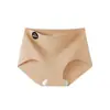 Calcinhas sem costura de seda gelada cintura média para mulheres, feitas de seda de amoreira 10A, fundo antibacteriano, shorts esportivos para yoga, cuecas sem aperto