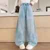 Novedad Primavera y Otoño 2026 Pantalones de Corte Recto Ancho con Costura Lateral Adornados con Pedrería Jeans Casuales para Niñas, Pantalones Brillantes de Pierna Ancha de Moda