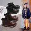 Botas para niña, botines infantiles, botas Martin negras, botas de invierno con peluche color café, botas de piel para niñas pequeñas, zapatos de princesa para invierno