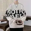Sudadera fina con forro polar para otoño e invierno, de estilo americano, marca moderna, para hombres jóvenes, holgada y versátil, de manga larga, cuello redondo, para estudiantes