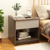 Mesita de noche moderna y minimalista para dormitorios, con un solo cajón, hecha de madera maciza, adecuada para apartamentos pequeños y hoteles