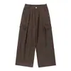 Yidao Vintage 2026 Primavera Nuevo Retro Americano Bolsillo Grande Holgado Casual Versátil Pierna Ancha Largo Hasta el Suelo Pantalones Cargo
