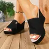 Sandalias de Tacón Cuña para Mujer de Comercio Exterior Transfronterizo 2026 Nuevo Estilo Europeo y Americano Plataforma Suela Gruesa Casual Playa Punta Abierta Talla Grande Sandalias