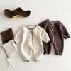 Mameluco para Bebé Otoño e Invierno 2025 Nuevo Terciopelo Bebé Niño y Niña Línea Shell Una Pieza Harem Moda Traje Largo para Gatear