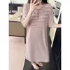 Camisola Curta de Manga Curta Listrada Solta, Pijama de Verão para Mulheres, Pode Ser Usado Fora, Comprimento Médio, Fashion, Casual, Simples, Estilo Coreano, Estilo Ins