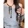 Tejido de Moda Divertido Empalmado Collar Ajustable Diseño de Nicho para Mujer Cadena de Suéter Personalizada Accesorios de Enrollado Multicapa