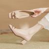 Sapatos de Salto Alto Rosa em Couro Patente com Salto Grosso para Mulheres, Sapatos Femininos Fofos com Fivela de Metal e Bico Baixo, Sapatilhas Elegantes Acolchoadas em Pele de Ovelha para Mulheres, Bico Quadrado