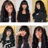 Peruca europeia e americana com franja de ar, permanente de milho, cabelo cacheado, adereço de cabeça, Amazon, venda cruzada, peruca de cabelo longo cacheado quente