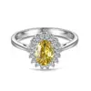 Venta al por mayor de fábrica plata de ley S925 circón 5A color tesoro anillo de circón ovalado completo diamante juego de tres piezas collar pendientes