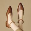 Zapatos de cuero para mujer talla 41 de piel de oveja suave de buen uso de 7 colores primavera 2023 tacón medio grueso puntiagudos con hebilla cuero completo