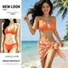Bikini Sexy de Tres Piezas Europeo y Americano para Mujer, Adecuado para Aguas Termales, Vacaciones, Playa y Sesiones de Fotos