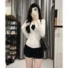 Camisa Básica Blanca para Mujer, Primavera 2026, Hombro Normal, Cuello Semiabierto, Blusa de Botones, Corte Ajustado, Estilo Chica Picante, Camiseta Versátil de Manga Larga