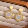 Pendientes de Flor de Acero Inoxidable Estilo Europeo para Mujer, Círculo Redondo de Moda con Incrustaciones de Pedrería, Pendientes de Lujo Ligero, Accesorios de Pendientes Versátiles de Gama Alta
