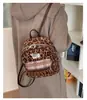 Mochila de terciopelo con estampado de leopardo para niñas 2026 Vintage Versátil Mochila para estudiantes Otoño Invierno Mini de alta gama Bolso escolar para niños