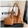 Bolso Estilo Universitario Transfronterizo para Mujer Bolso Tote Hueco Casual para Mujer Bolso de Hombro de Gamuza Estilo Extranjero Bolso de Axila para Viajes de Negocio de Mujer