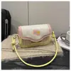 Bolsa Feminina Nova de Retalhos Xadrez 2025 Nova Moda Estilosa para o Trabalho Diário Casual Doce de Ombro Transversal